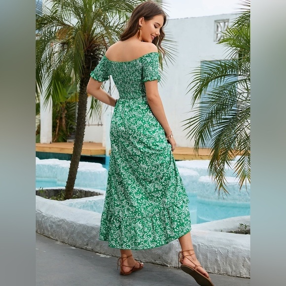 Sun-Kissed Floral Green High Low Low Dress - Picture 2 of 5